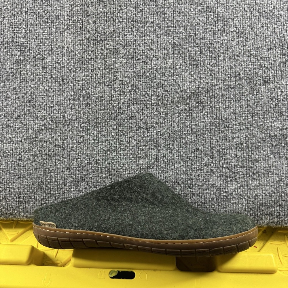 Glerups Slip-On Slippers Mens Size 11 Green Wool Felt Lined Rubber Sole 44
